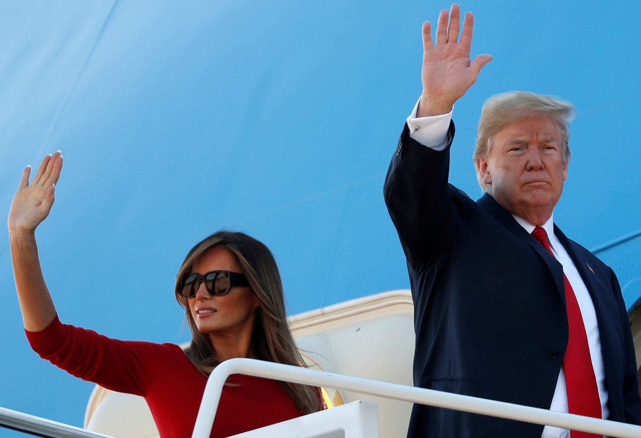 الرئيس الأميركي دونالد ترامب مغادراً إلى بروكسل. كيفين لامارك/رويترز