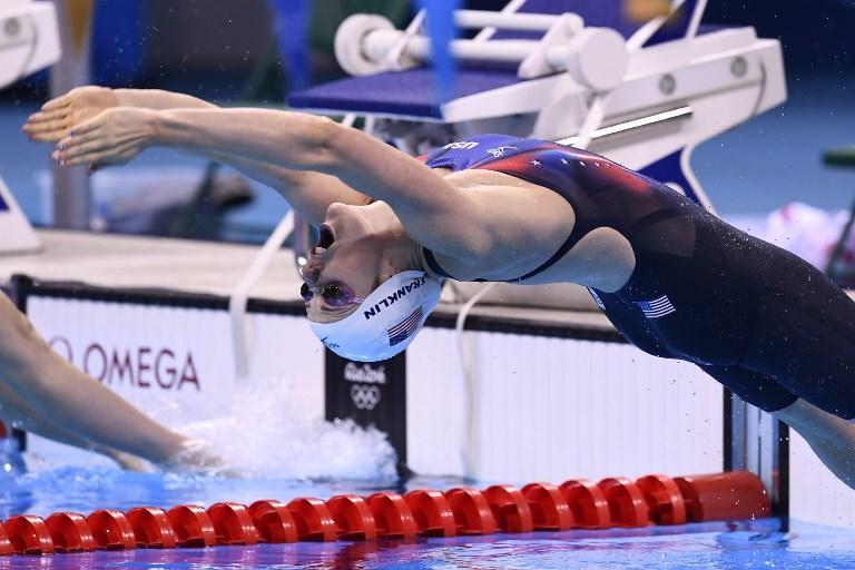 صورة أرشيفية للسباحة الأميركية ميسي فرانكلين خلال مشاركتها في أولمبياد ريو دي جانيرو 2016. أ ف ب 