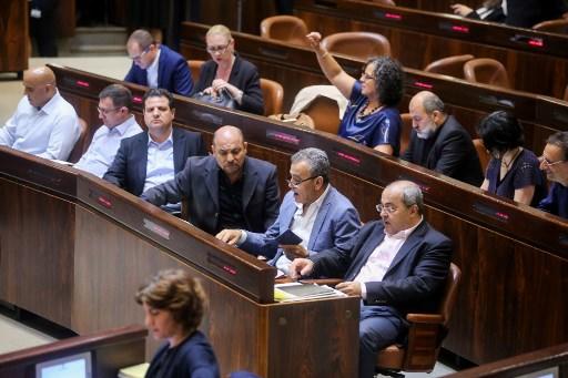 جانب من جلسة الكنيست الإسرائيلي التي تم فيها التصويت على قانون "الدولة اليهودية القومية"، 17 يوليو 2018. أ ف ب 