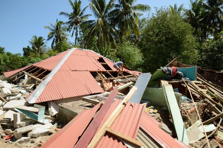 سطح منزل منهار بسبب زلزال ضرب أندونيسيا. 7 أغسطس 2018. أ ف ب