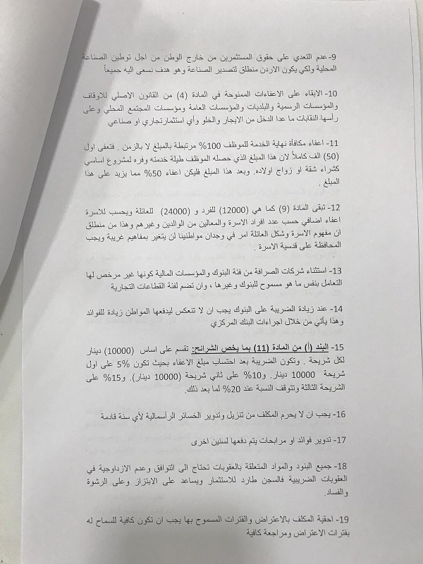 رؤية النقابات المهنية بمسودة مشروع قانون ضريبة الدخل