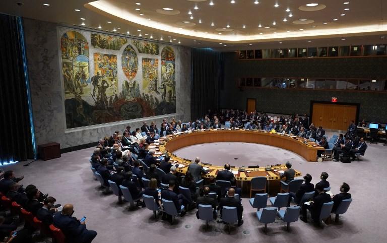 صورة أرشيفية لعدد من أعضاء في مجلس الأمن الدولي يجتمعون لمناقشة ملف كوريا الشمالية 27 سبتمبر 2018. أ ف ب 