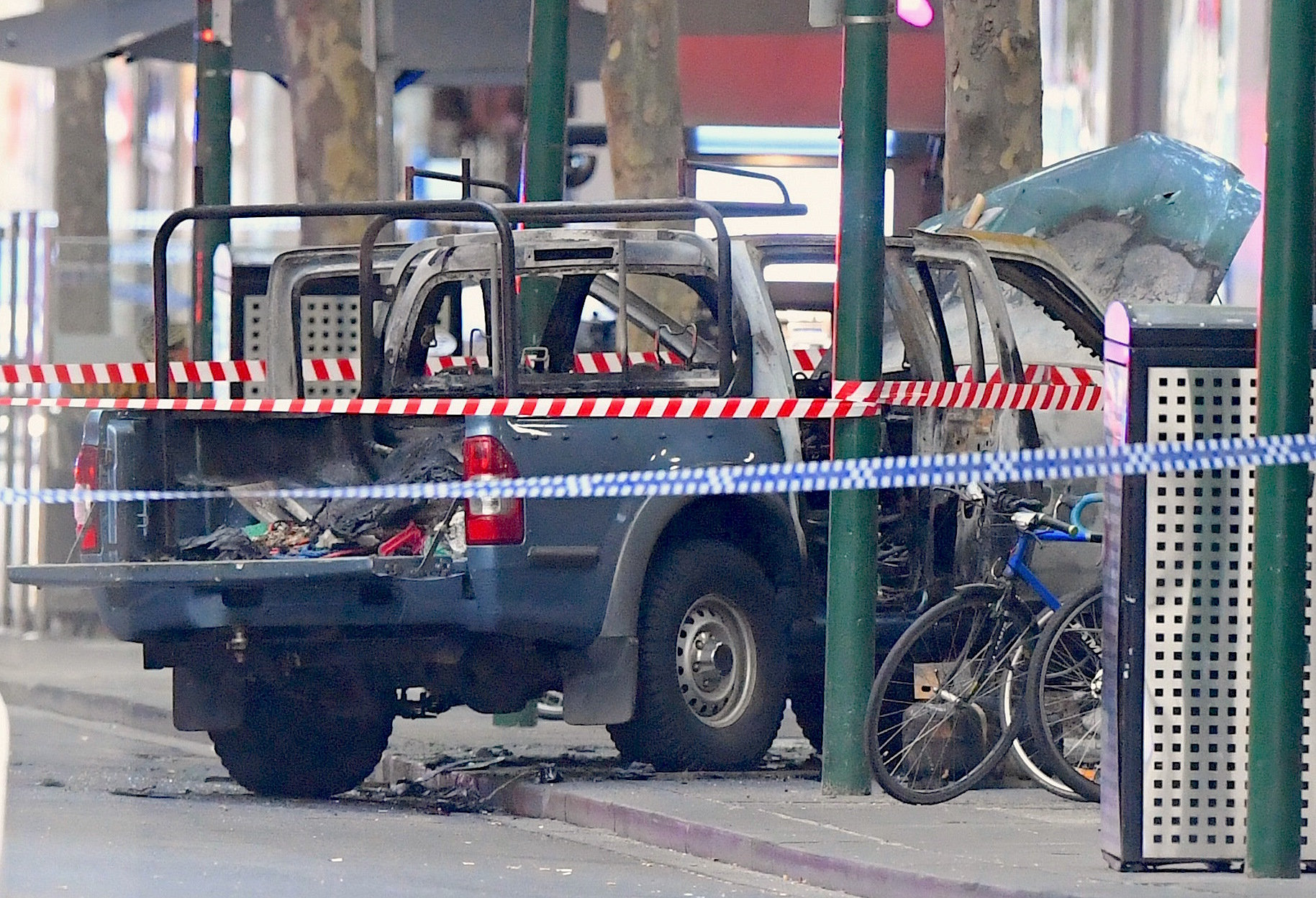 صورة للشاحنة التي تسببت بالحادثة في وسط مدينة ملبورن الأسترالية، 9 نوفمبر 2018. رويترز 
