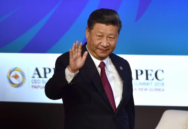 الرئيس الصيني شي جين بينغ بعد إلقاء خطابه في قمة الرئيس التنفيذي لقمة منتدى التعاون الاقتصادي لآسيا والمحيط الهادئ. 17 نوفمبر 2018. أ ف ب