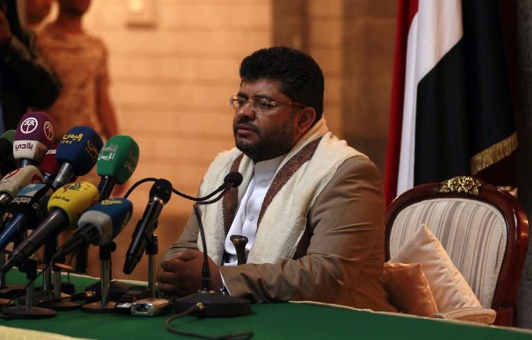 صورة أرشيفية لمحمد الحوثي رئيس اللجنة الثورية العليا التابعة للحوثيين خلال مؤتمر صحفي 21 أبريل 2016. أ ف ب 