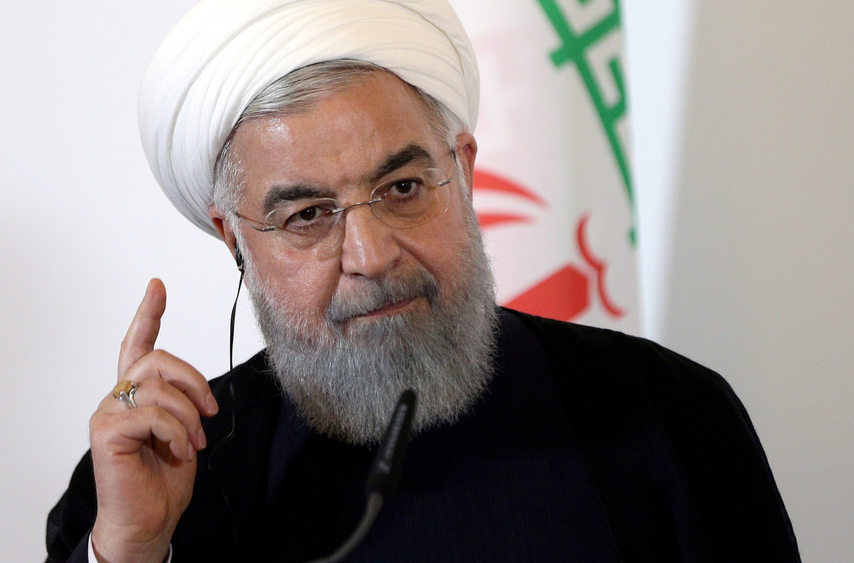 الرئيس الإيراني حسن روحاني خلال مؤتمر صحفي في النمسا. 4 يوليو 2018. رويترز