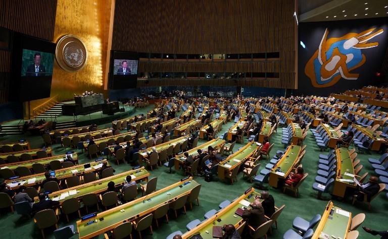 جلسة للجمعية العامة للأمم المتحدة. (أ ف ب)
