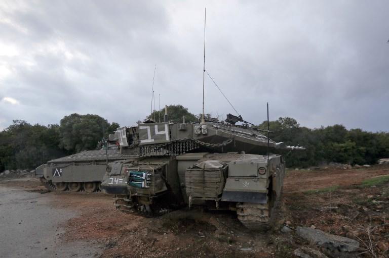 مركبة ميركافا تابعة للجيش الإسرائيلي قرب الحدود مع لبنان، 5 ديسمبر 2018. أ ف ب 