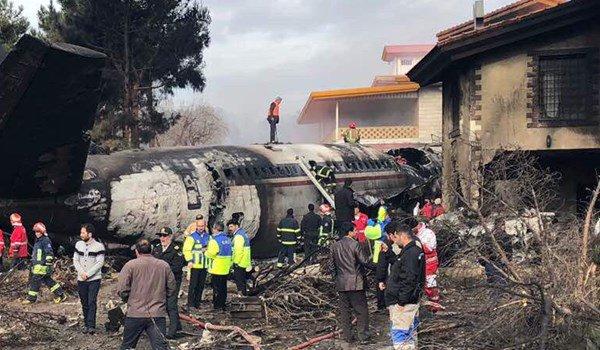 صورة للطائرة التي سقطت قرب العاصمة الإيرانية، طهران، 14 يناير 2019. (وكالة الأنباء الإيرانية الرسمية)
