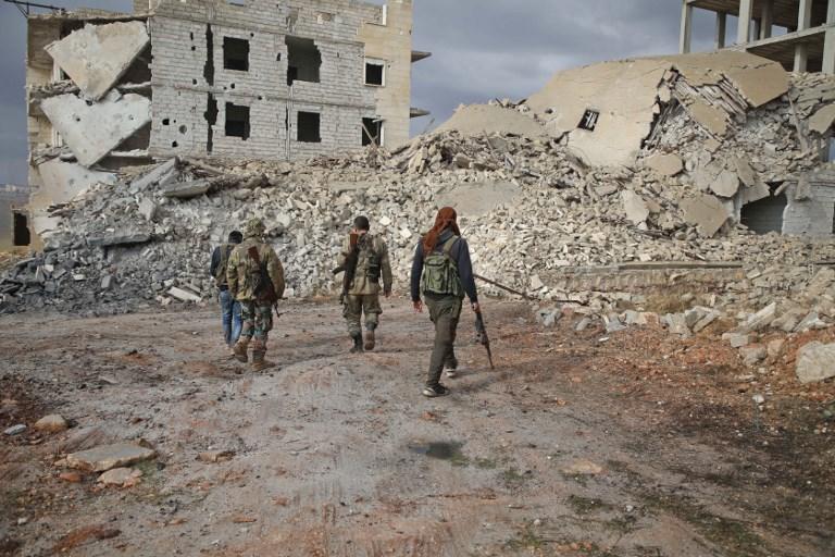 صورة أرشيفية لمبان مدمرة في شمال محافظة إدلب، 27 سبتمبر 2018. أ ف ب