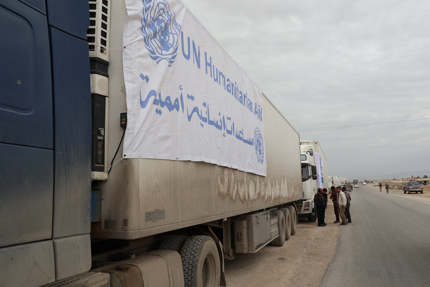قافلة المساعدات الأممية التي وصلت مخيم الركبان، 6 فبراير 2019. (مفوضية الأمم المتحدة لشؤون اللاجئين في دمشق)