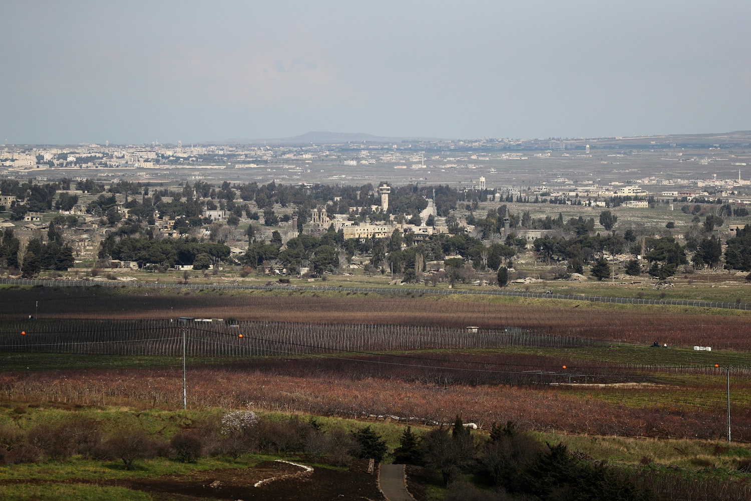 الحدود السورية-الإسرائيلية من مرتفعات الجولان المحتل، 14 فبراير 2019. رويترز 