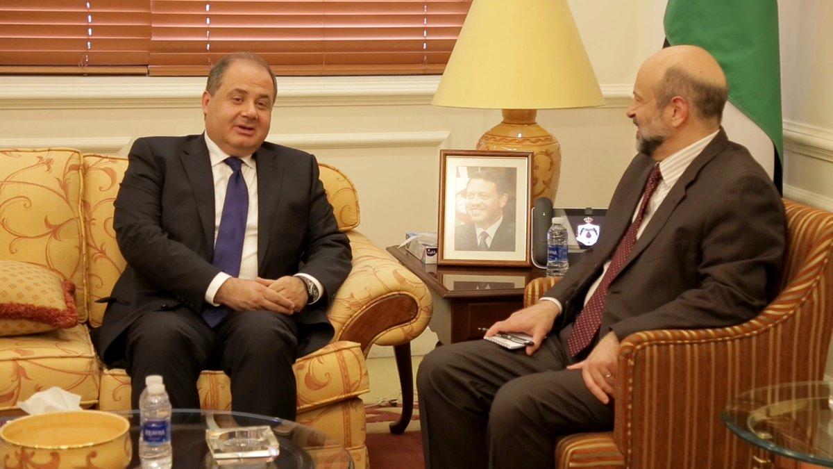 رئيس الوزراء عمر الرزاز يستقبل رئيس المجلس الاقتصادي والاجتماعي اللبناني شارل عربيد، 22 أبريل 2019. (رئاسة الوزراء)