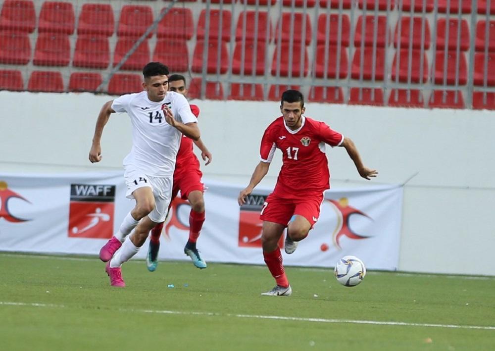 جانب من لقاء منتخب الأردن للشباب مع نظيره الفلسطيني. (الاتحاد الأردني لكرة القدم)