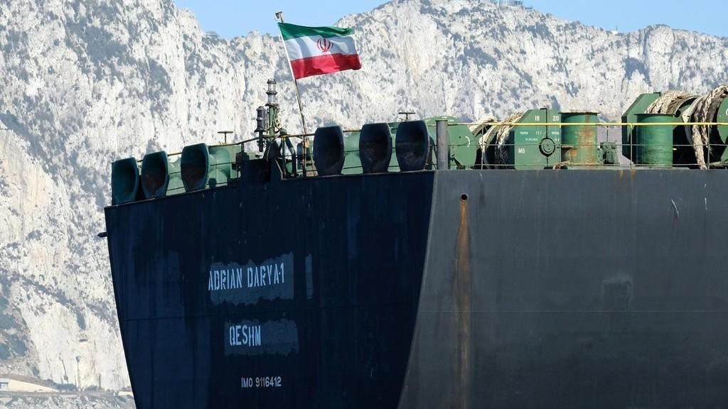 ناقلة النفط الإيرانية التي تغير اسمها إلى "أدريان داريا 1" قبالة جبل طارق، 18 أغسطس 2019. أ ف ب 