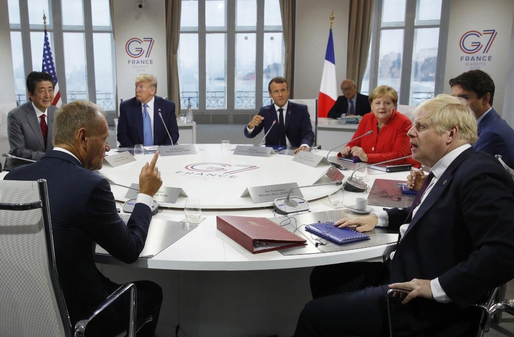 اليوم الثاني من قمة G7 السنوية، بحضور زعماء بريطانيا، كندا، فرنسا، ألمانيا، إيطاليا، اليابان والولايات المتحدة في فرنسا. 25 أغسطس 2019 . فيليب وجازير / أ ف ب