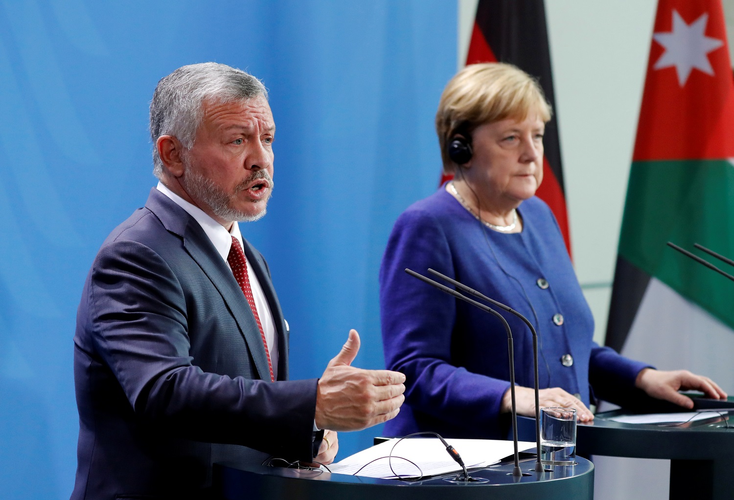 محادثات الملك مع رئيس جمهورية ألمانيا الاتحادية والمستشارة الألمانية ستتناول التطورات الإقليمية الراهنة. (الديوان الملكي الهاشمي)