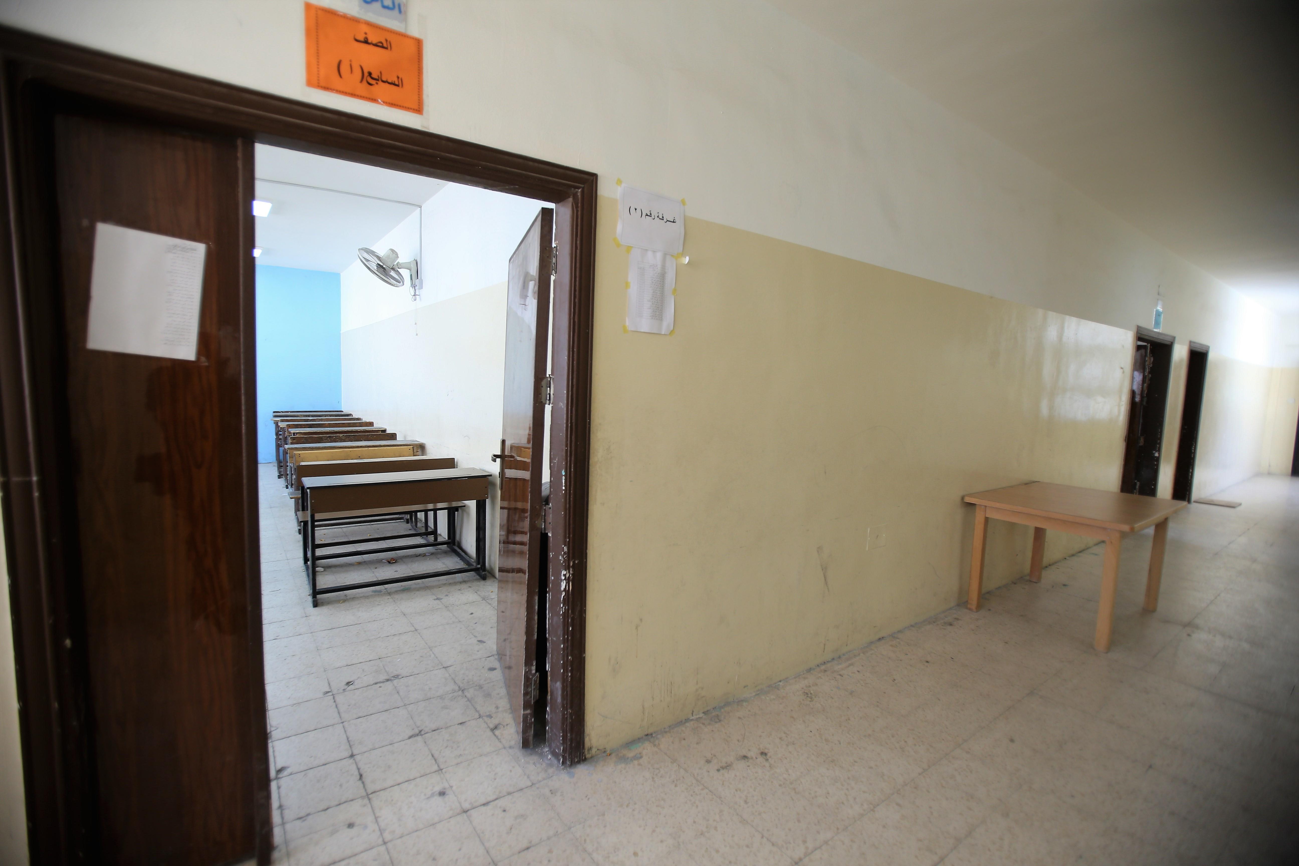 غرفة صفية في مدرسة حكومية تخلو من الطلاب، بسبب إضراب المعلمين. (صلاح ملكاوي/ المملكة)