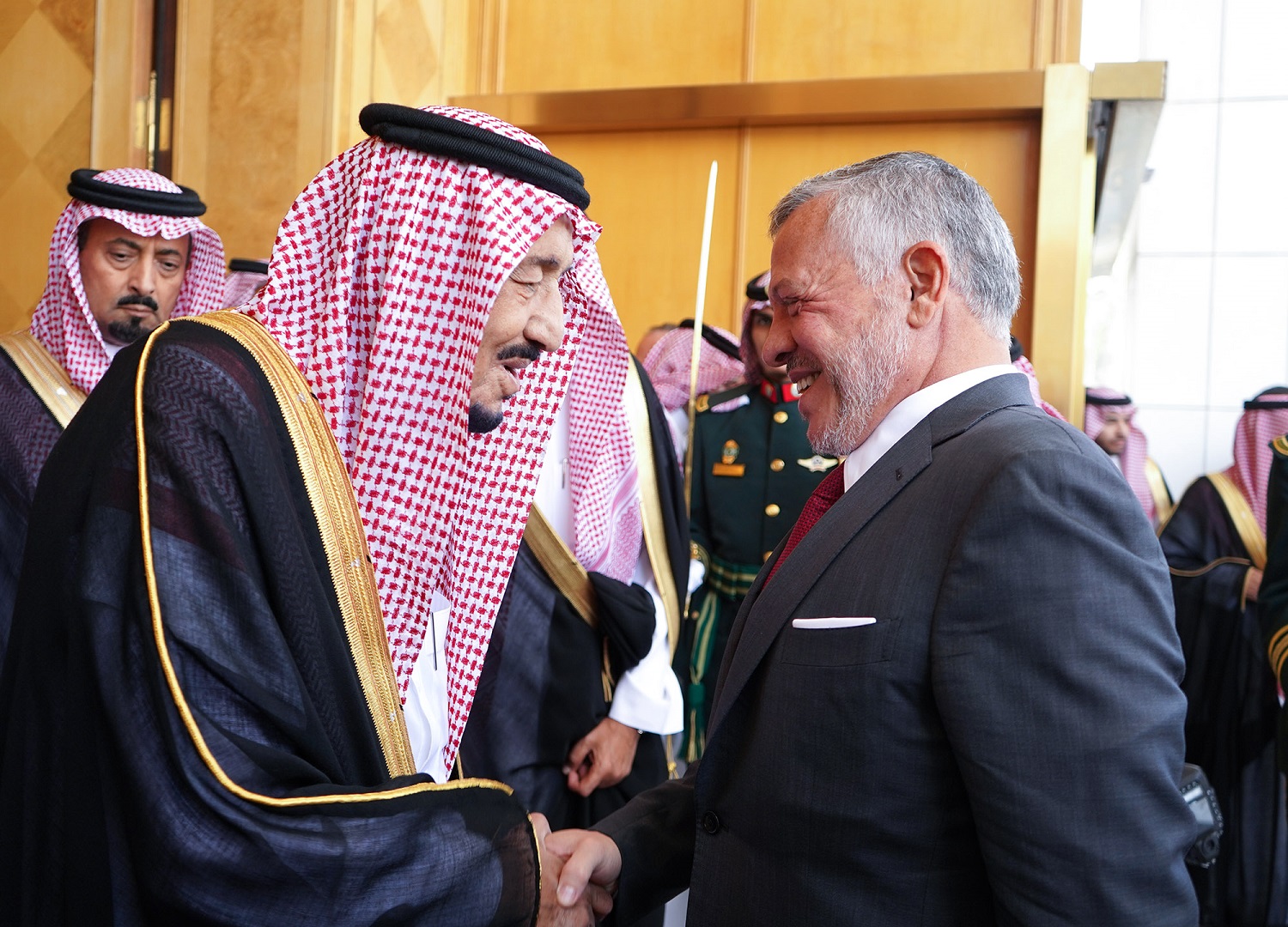  جلالة الملك عبدالله الثاني، مع خادم الحرمين الشريفين الملك سلمان بن عبدالعزيز آل سعود. الديوان الملكي الهاشمي