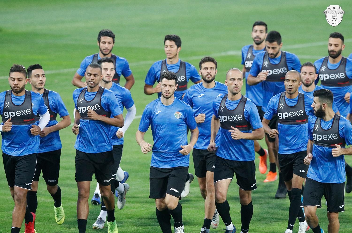 صورة أرشيفية لتدريبات منتخب الأردن استعدادا لتصفيات آسيا المزدوجة. (الاتحاد الأردني لكرة القدم) 