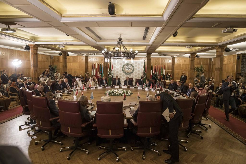 وزراء خارجية الدول العربية في اجتماع طارئ بشأن شرعية المستوطنات الإسرائيلية في الضفة الغربية المحتلة في اجتماع في القاهرة. 25 تشرين ثاني/ نوفمبر 2019. (أ ف ب)