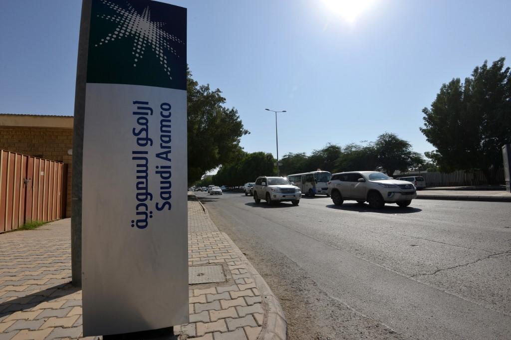 شعار أرامكو السعودية أمام مكاتب الشركة في العاصمة السعودية الرياض. 5 كانون أول/ ديسمبر 2019. فايز نور الدين / أ ف ب