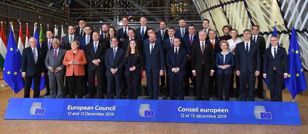صورة خلال قمة الاتحاد الأوروبي في مبنى أوروبا في بروكسل. 12 كانون الأول/ ديسمبر 2019. (أ ف ب)