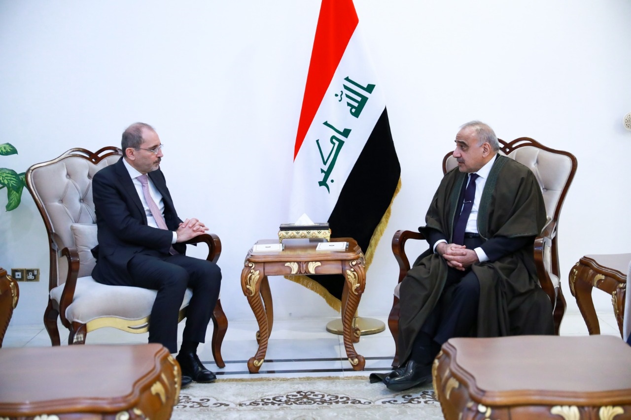 وزير الخارجية أيمن الصفدي ورئيس الوزراء العراقي عادل عبد المهدي في بغداد. وزارة الخارجية