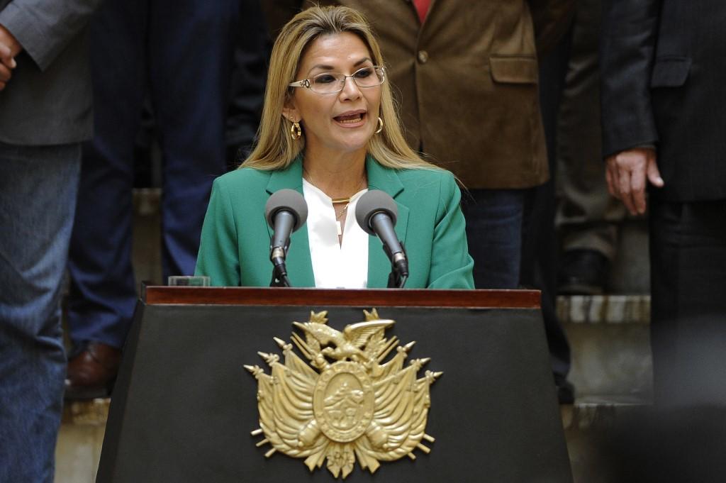 الرئيسة الانتقالية لبوليفيا جانين آنيز، 22 يناير 2020. (أ ف ب)