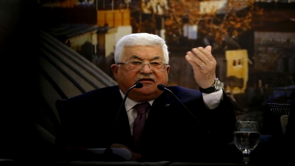 الرئيس الفلسطيني محمود عباس يلقي خطابًا في مدينة رام الله بالضفة الغربية في 28 يناير 2020. أ ف ب