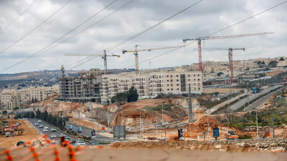 أعمال بناء في مستوطنة تقع في الجزء الشرقي من مدينة القدس المحتلة. 11 فبراير 2020 .أحمد الغرابلي / أ ف ب 