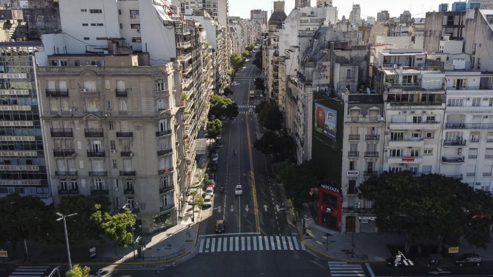 منظر جوي لشارع في الأرجنتين، 23 مارس 2020. (أ ف ب)