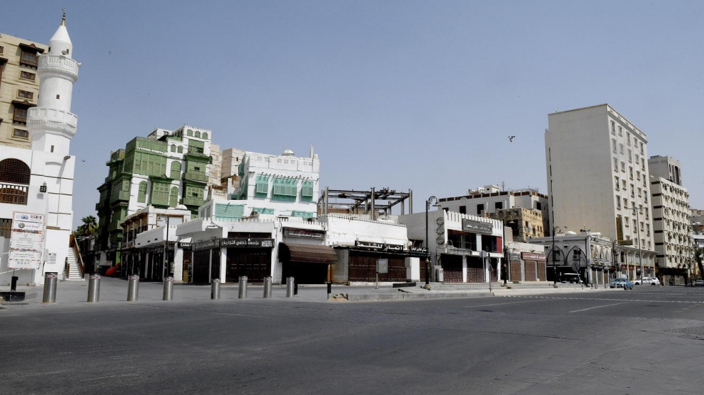 البلدة القديمة المهجورة في مدينة جدة الساحلية على البحر الأحمر في المملكة العربية السعودية بعد أن أغلقت السعودية عدة مدن.2 أبريل 2020 .أ ف ب