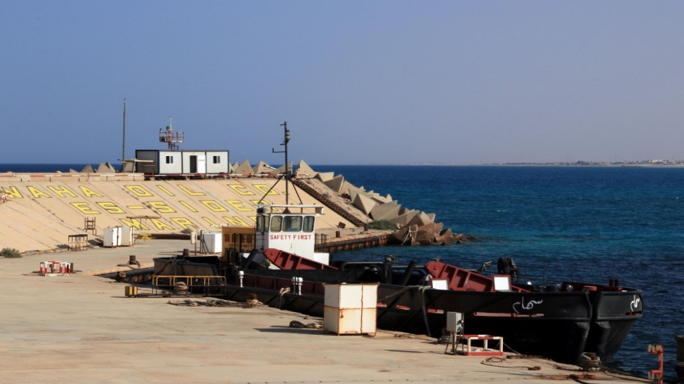 ميناء السدرة النفطي، بالقرب من بلدة رأس لانوف شمالي ليبيا. 24 سبتمبر 2020. (أ ف ب)