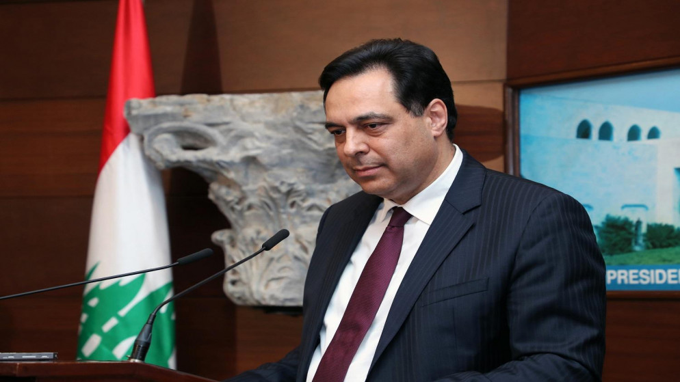 رئيس حكومة تصريف الأعمال اللبنانية حسان دياب. (أ ف ب)