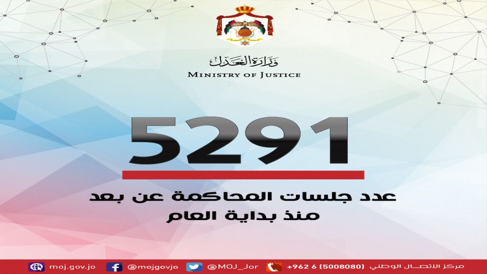 عقد 5291 جلسة محاكمة عن بعد منذ بداية 2020 (وزارة العدل)