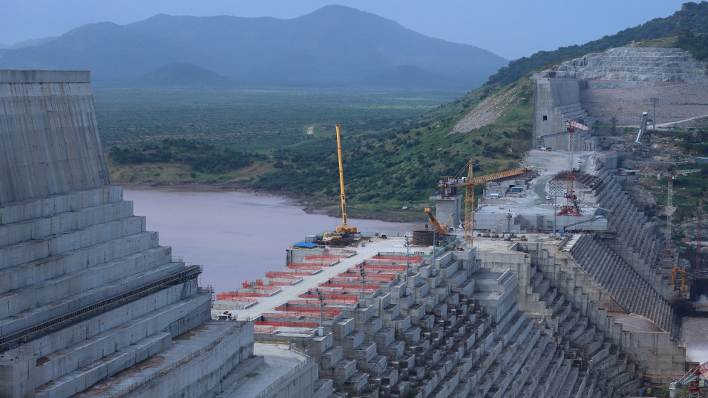 سد النهضة الإثيوبي خلال خضوعه لأعمال بناء على نهر النيل في جوبا ووريدافي إثيوبيا.26 سبتمبر / أيلول 2019. (رويترز)
