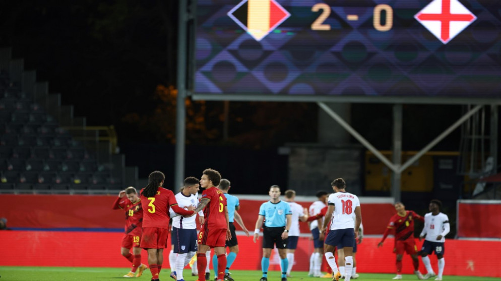 أطاحت بلجيكا بإنجلترا من منافسات دوري الأمم الأوروبية بتغلبها عليها بنتيجة 2-صفر على ملعب "كينغ باور" في لويفن شرق العاصمة بروكسل. (أ ف ب)
