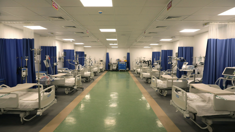 مستشفى عمان الميداني المخصص لاستقبال مصابين بكورونا. (الديوان الملكي الهاشمي)