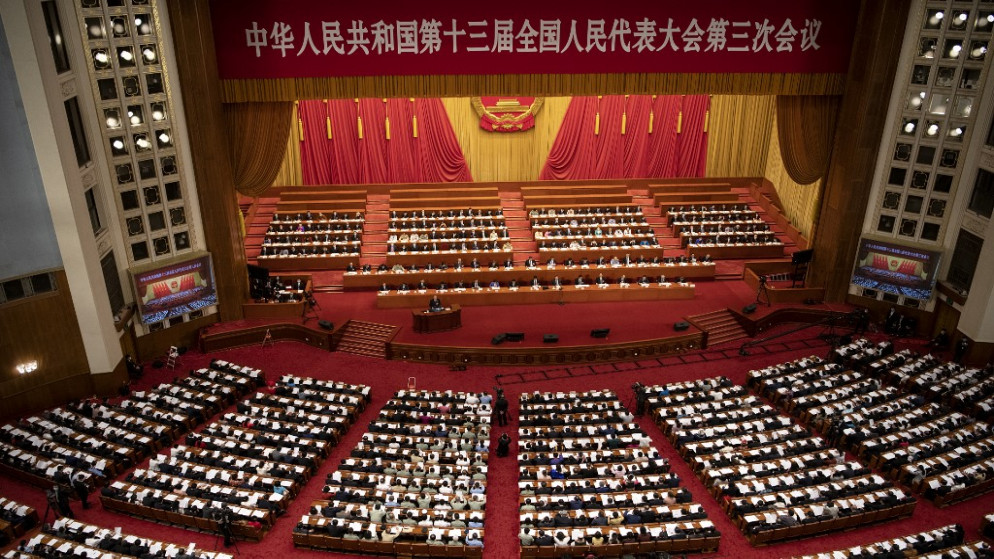 جلسة للجمعية الوطنية الشعبية في الصين، 25 أيار/مايو 2020. (أ ف ب)