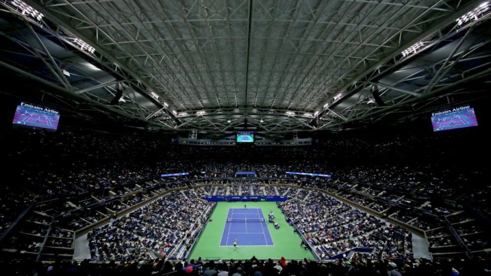 لقطة عامة لملعب آرثر آش الرئيسي لبطولة فلاشينغ ميدوز الأميركية في كرة المضرب، 6 أيلول/سبتمبر 2019. (أ ف ب)