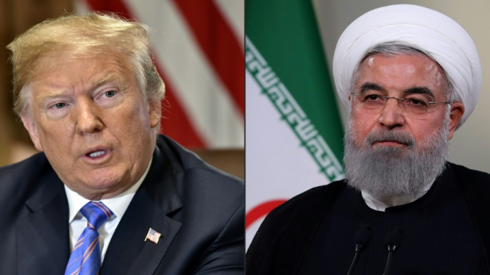 صورة مركبة للرئيس الأميركي دونالد ترامب (يسار) والرئيس الإيراني حسن روحاني. (أ ف ب)