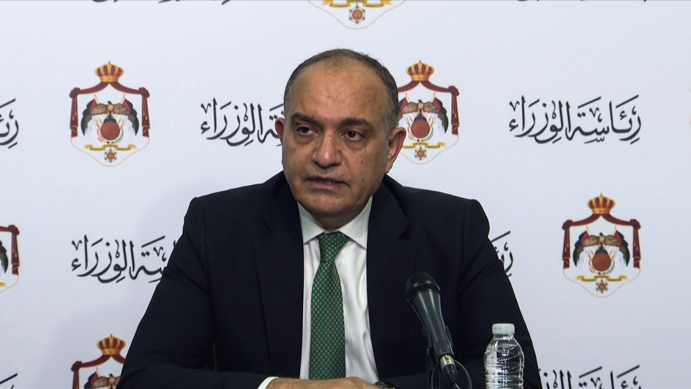 وزير الدولة لشؤون الإعلام، أمجد العضايلة خلال مؤتمر صحفي. 7/7/2020.(المملكة)