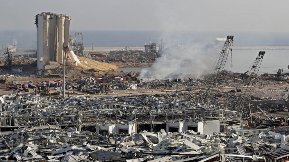 آثار انفجار في ميناء بيروت، بيروت، 5 أغسطس 2020. (أ ف ب)