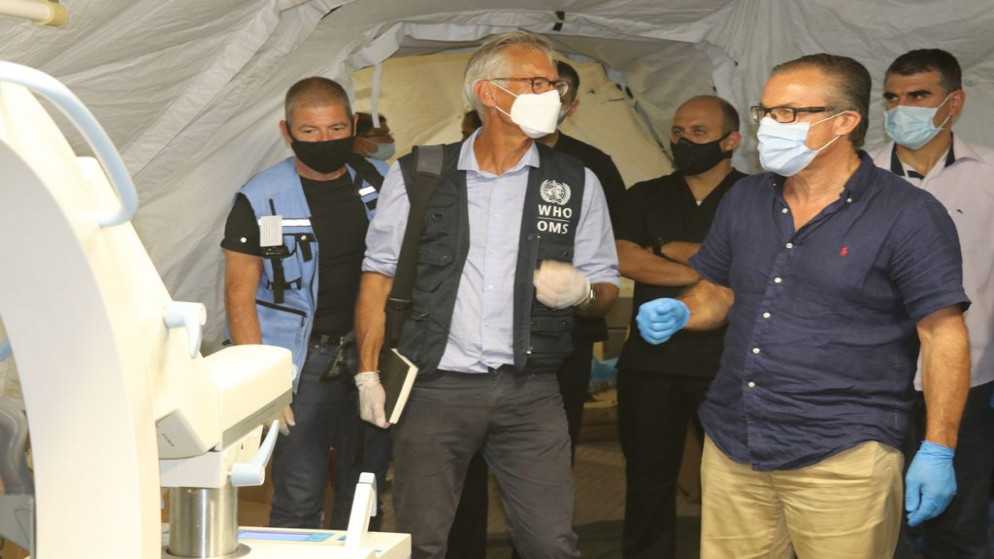 وفد من منظمة الصحة العالمية يزور المستشفى الميداني الأردني في بيروت. (القوات المسلحة الأردنية)