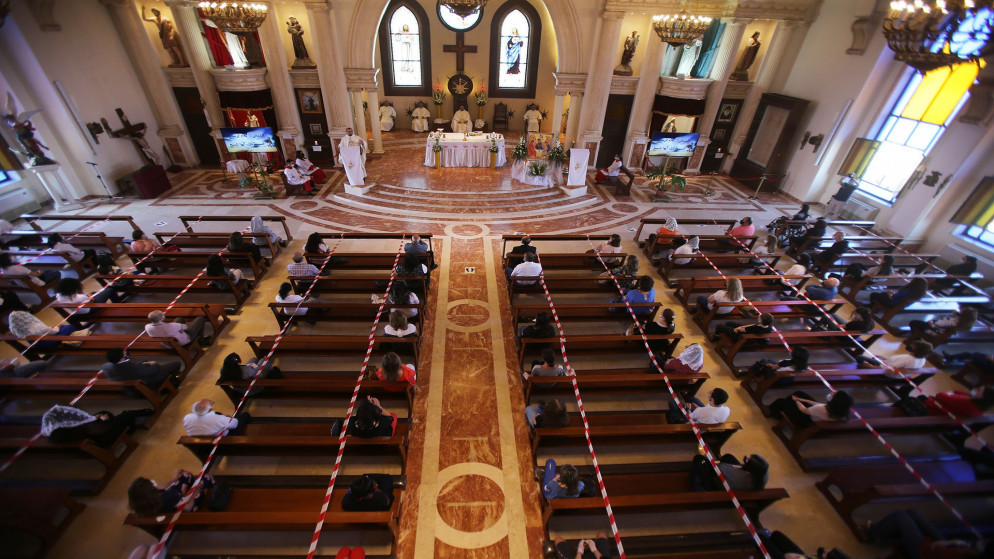 قداس الأحد في كنيسة في عمّان، 6 حزيران/ يونيو 2020. ( صلاح ملكاوي / المملكة)