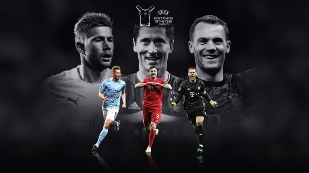 الاتحاد الأوروبي لكرة القدم أعلن اختيار كيفن دي بروين وروبرت ليفاندوفسكي ومانويل نوير كمرشحين لجائزة لاعب العام في أوروبا. (يويفا)