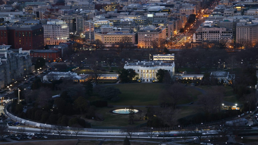 صورة جوية للبيت الأبيض في واشنطن، 18 كانون الثاني/ينايز 2021. (أ ف ب)