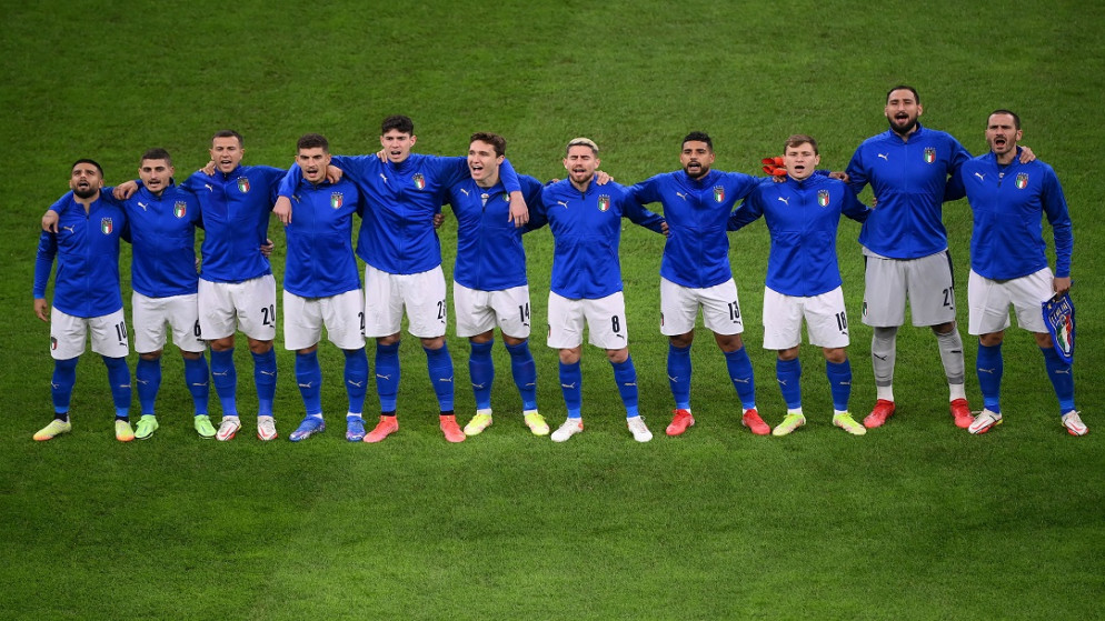المنتخب الإيطالي خلال مساركته في دوري أمم أوروبا. (رويترز)