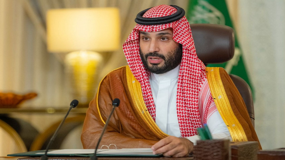 الأمير محمد بن سلمان وهو يلقي كلمة أمام حفل افتتاح المبادرة السعودية الخضراء في العاصمة الرياض .23 أكتوبر/ تشرين الأول 2021. (أ ف ب)